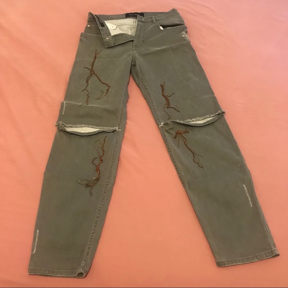 EACH X OTHER Embellished Distressed Jeans - Picture 3 of 3